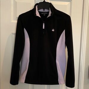 Brooks Brothers Black/lavender fleece 1/4 zip pullover w/pockets Women’s Medium
